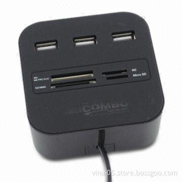 Combo Card Reader + 3 Port USB Hub, Various Color Acceptable, OEM Orders Welcomed